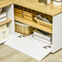 HOMCOM Mueble TV de esquina banco televisión de hasta 40 pulgadas con almacenamiento en aspecto de madera clara y Blanco(m-4)