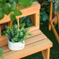 Outsunny Estantería de Flores Tipo Escalera en Madera Soporte de Plantas Estantes de Pots Porta Macetas en Madera de 4 niveles(m-4)
