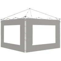 Outsunny Set von 2 Zeltseitenwänden, Pavillon 295x195 cm, Ersatzstoffwände für Pavillon 6x3 oder 3x3 m, grau(m-6)