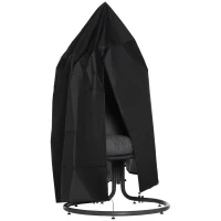 Outsunny Coprisedia sospesa copertura per sedia a bozzolo tessuto Oxford 210D con chiusura lampo Ø 115 x 190 cm nero(m-1)