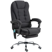 Vinsetto Silla de Oficina de Dirección Masaje Calefacción Altura Ajustable Respaldo Inclinable Tela de Lino Negro(m-7)