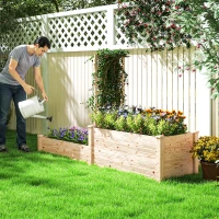 Outsunny Blumenkasten mit Gitter und offenem Boden, für Balkon Terrasse Terrasse, 222 x 63 x 132 cm, Naturholz(m-4)