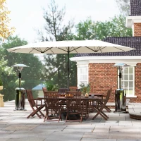 Outsunny Parasol Doble 436x260 cm, Protección UV, Parasol de Acero con Manivela, Forma Ovalada, Beige(m-4)
