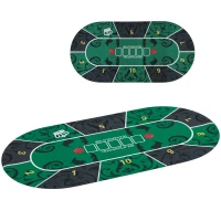 SPORTNOW Tappeto per Tavolo da Poker, fino a 6 Giocatori, Sacca per il Trasporto Inclusa, 120 x 60 x 0,2 cm, Verde e Nero(m-1)