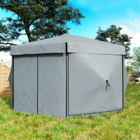 Outsunny Tonnelle de Jardin, Chapiteau de Jardin avec 5 Panneaux en Treillis et Sac de Transport, imperméable, résistant aux UV, Tente de Fête, Gris Clair(m-5)