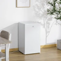 HOMCOM Réfrigérateur Petit 91L Porte Réversible avec Congélateur, Mini Frigo Silencieux Classe E Compact Portable avec Température Réglable, Installation Libre, Blanc(m-2)