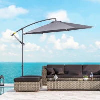 Outsunny Ombrellone Decentrato Ottogonale Pieghevole Ø3 m, Ombrellone da Giardino con Base a Croce, Ø295 x 255H cm, Grigio(m-2)