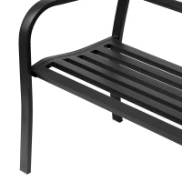 Outsunny Banco de jardín Banco 3 Places terraza Style Rural Chic 127x60x85 cm metal con recubrimiento epoxi anticorrosión Negro(m-5)