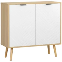 HOMCOM Moderner Mehrzweckschrank aus Spanplatte und Kiefernholz mit verstellbarem Innenregal auf 3 Ebenen, 77x35x77.5 cm(m-5)