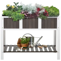 Outsunny Huerto en Altura Mesa de Trabajo de Jardinería Jardinera de Madera para Vegetales Flores, Macetero con Estantería 119x57x89 cm(m-7)