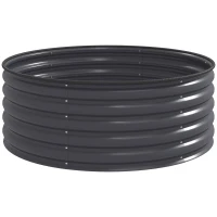 Outsunny Jardinière surélevée, Bac de plantation en acier galvanisé avec bord de sécurité, Bac de plantation avec fond ouvert, 120 x 120 x 43 cm, Gris foncé(m-7)