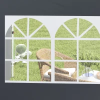 Outsunny Seitenteile für Gartenpavillon 3 x 3 m Pavillonseitenwände mit Fenster Set aus 2 Stück Oxford Dunkelgrau(m-5)
