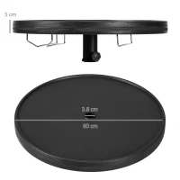 Outsunny Tischplatte für Sonnenschirm runde Tischplatte 60 cm mit Loch für Sonnenschirm für Strand, Terrasse, Garten, Pool Schwarz(m-3)
