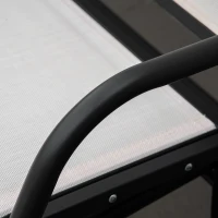 Outsunny Garten-Schaukelbank für 3 Personen aus Metall und atmungsaktivem Netzstoff, 147x75x85cm, Beige(m-4)