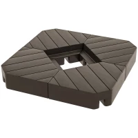 Outsunny Set di 4 Pesi Zavorra Quadrati per Ombrelloni con Base a Croce, da Riempire d'Acqua o di Sabbia fino a 60/80 kg, Marrone(m-1)