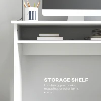 HOMCOM 90 x 50cm Computer Table, Modern Home Office Desk, Small Writing Desk with Storage Shelf, High Gloss White(m-4)