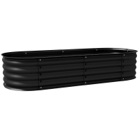 Outsunny Jardinería elevada cuadrada de jardín en acero modular verduras, plantas, flores, 150x62x30 cm Negro