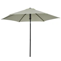 Outsunny Ombrellone da Giardino Inclinabile a Spinta Manuale con Ventilazione in Metallo Poliestere ad Alta Densità 180g/m², Grigio Chiaro(m-5)