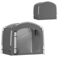 Outsunny Fietsgaragetan draagbare fietsafdekking voor 3-4 fietsen met 2 zijvakjes 205 x 140 x 188 cm Donkergrijs(m-6)