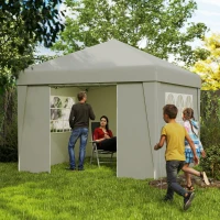 Outsunny Carpa de jardín plegable 3x3x2,88 m anti-UV 30 + con ventanas + paneles laterales + bolsa de transporte Crema(m-2)