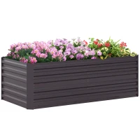 Outsunny Carré potager da giardino rettangolare con tubi di rinforzo in acciaio zincato 180 x 90 x 59 cm(m-1)