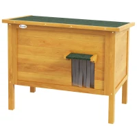 PawHut Casa para gatos caseta exterior en madera elevada con techo abatible aislada 85x50x68,5 cm natural Verde(m-7)