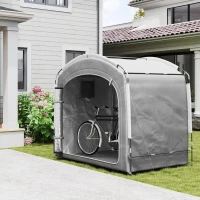 Outsunny Tenda per biciclette rifugio per biciclette portatile per 3-4 biciclette con 2 tasche laterali 205 x 140 x 188 cm grigio scuro(m-2)
