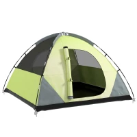 Outsunny Tente de Camping 3 Places en Dôme, Imperméable et Anti-UV, 300x300x180 cm, Jaune et Gris(m-5)