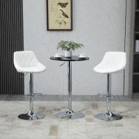 HOMCOM Set 2 Barhocker, Höhenverstellbar mit Metallfuß und PU-Ledersitz, Moderne Hocker mit Rückenlehne und Fußstütze, 46x48x83-104 cm, Weiß(m-2)