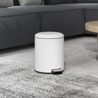 HOMCOM 5L Mülleimer mit Soft-Close-Deckel, aus Metall und PP, 26,5x21x28 cm, Cremeweiß(m-2)