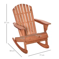 Outsunny Chaise de Jardin Adirondack Chaise Berçante Rocking Chair Mobilier de Jardin Chaise de Balcon Naturel 77 x 94 x 97 cm(m-3)