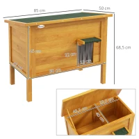 PawHut Casa para gatos caseta exterior en madera elevada con techo abatible aislada 85x50x68,5 cm natural Verde(m-3)