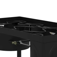 Outsunny Fornello con 2 Bruciatori a Gas Propano Portatile 150.000 BTU/h con 2 Piedi Rimovibili per Esterno, Campeggio, Metallo Fuso, Nero(m-4)