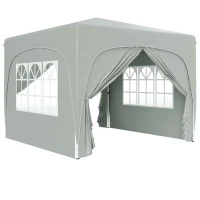 Outsunny Gazebo de Jardín 3x3m Plegable con Altura Ajustable, Protección UPF50+ y Bolsa, Gris Claro(m-1)