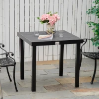 Outsunny Mesa de Jardín para 4 Personas Mesa de Comedor de Aluminio Muebles de Jardín Mobiliario de Exterior Fácil de Cuidar Plástico Negro 78x78x74 cm(m-2)