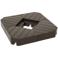 Outsunny Set di 4 Pesi Zavorra Quadrati per Ombrelloni con Base a Croce, da Riempire d'Acqua o di Sabbia fino a 60/80 kg, Marrone(m-5)