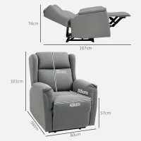 HOMCOM Sillón reclinable sillón acolchado ajustable con reposapiés inclinación de 160° aspecto de lino montaje rápido Gris Oscuro(m-3)