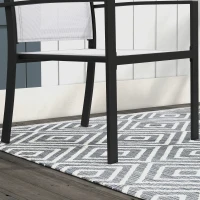 Outsunny Ensemble de Jardin avec Table en Verre et 2 Chaises Empilables en Tissu à Mailles, Gris Clair(m-4)