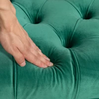 HOMCOM Gepolsterte Bettbank mit Steppmuster aus samtigem Stoff, 118x45x42 cm, Dunkelgrün(m-3)