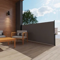 Outsunny Seitlicher ausziehbarer Sichtschutzzaun Paravent 3 x 1,4 m Alu. Hochdichtes UV-beständiges 180 g/m² Dunkelgrau(m-5)