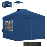 Outsunny Gazebo pop-up pieghevole 3 x 3 altezza regolabile pareti laterali aperture finestre sacco da trasporto con ruote(m-5)