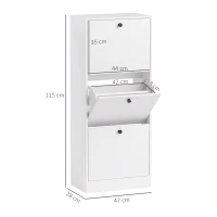 Szafka na Buty HOMCOM, Regał, 3 Klapki, Regulowana, Płyta Pilśniowa, Biały(m-3)