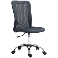 Vinsetto Sedia da Ufficio Ergonomica Altezza Regolabile Base Cromata Girevole a 360°, Rivestimento a Maglia Grigio Scuro(m-1)