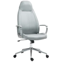 HOMCOM Silla de oficina fauteuil de bureau altura ajustable función de balanceo ruedas pivotantes 68x65x119-128,5 cm Gris(m-6)