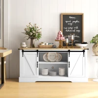 HOMCOM Buffet Mobile Portaoggetti con 2 Porte Scorrevoli Mensole Regolabili, 150 L x 40 P x 72 H cm, in Legno Bianco Rovere(m-2)