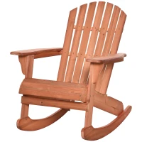 Outsunny Chaise de Jardin Adirondack Chaise Berçante Rocking Chair Mobilier de Jardin Chaise de Balcon Naturel 77 x 94 x 97 cm(m-1)
