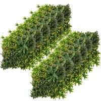 Outsunny Set de 12 Setos Artificiales Pared de Plantas 50x50 cm Protección UV Seto Multi-hoja Decoración Exterior de Jardín(m-7)