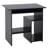HOMCOM Bureau PC Moderne en Bois avec Etagère pour l'Unité Centrale et Espace pour Clavier Extractible, 80x45x75 cm, Noir(m-5)