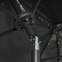 Outsunny Ombrellone Doppio, Ombrello da Terrazza, Inclinabile, con Pannello Solare, 35 LED, struttura in acciaio, grigio, 2,92 x 1,50 x 2,18 m(m-4)