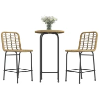 Outsunny Set da Bar da 3 Pezzi con 1 Tavolo Alto Rotondo e 2 Sgabelli Rotondi con Poggiapiedi, per 2 Persone, Design Bohémien, in Metallo, Naturale(m-1)